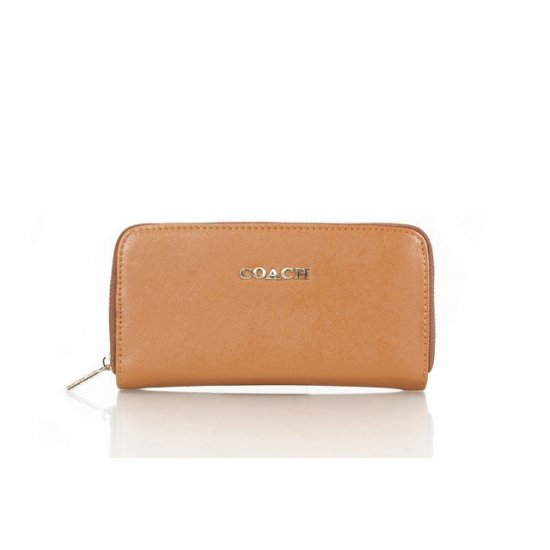 Coach Zip In Saffiano Small Brown Wallets FFF | Women